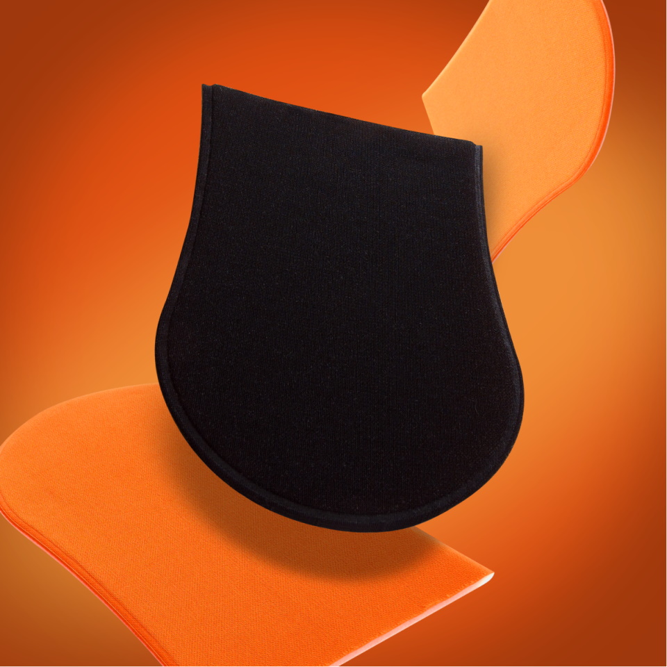 image: 2 orange tanning mitts and 1 black tanning mit on an orange background